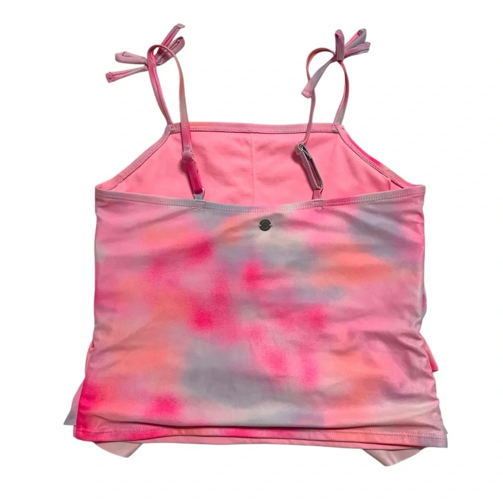 Justice Girls L (12/14) Pink Tie Dye Ruffle Tankini Swimsuit